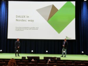 Color photo of Nordec experts presenting at the Dalux Summit 2024