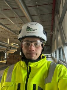 Nordec trainee Matts Lehtinen on site